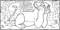 A coloring page of the lion king